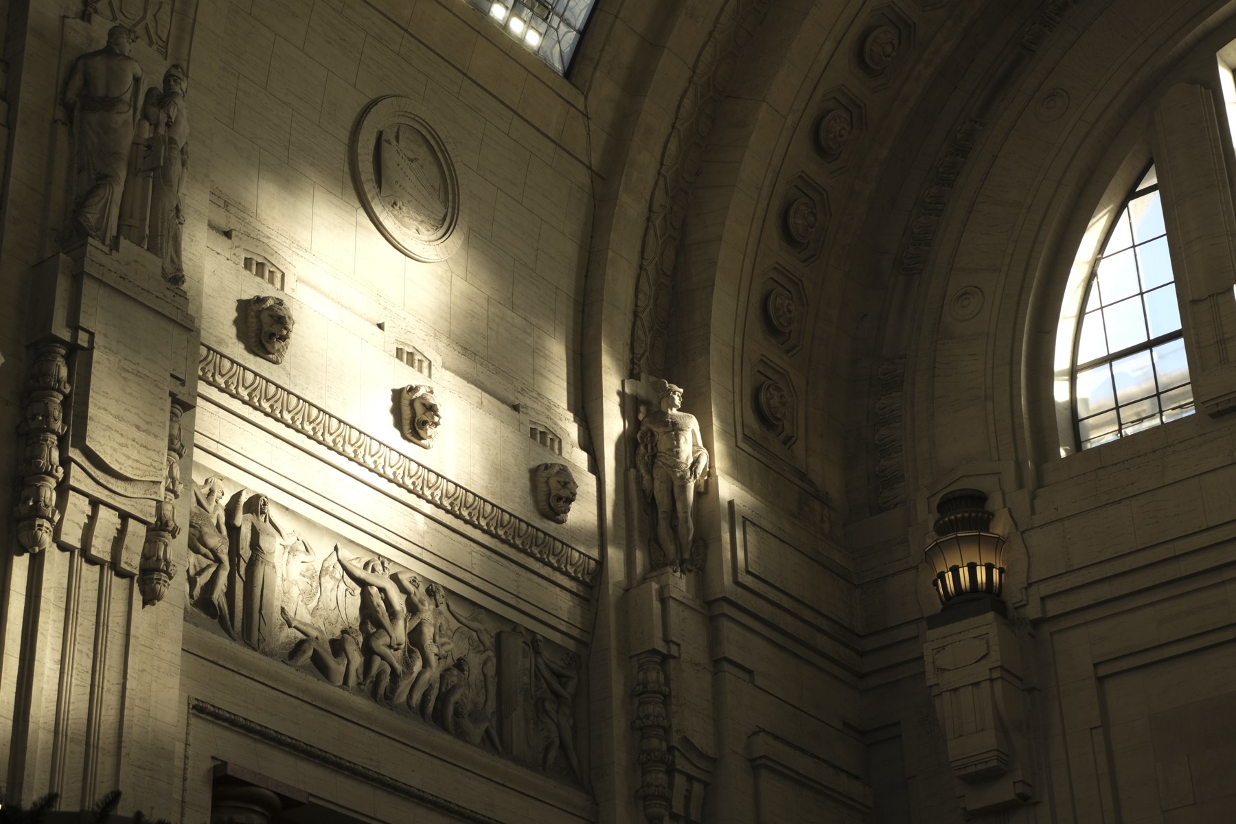 Warm light inside an architectural interior